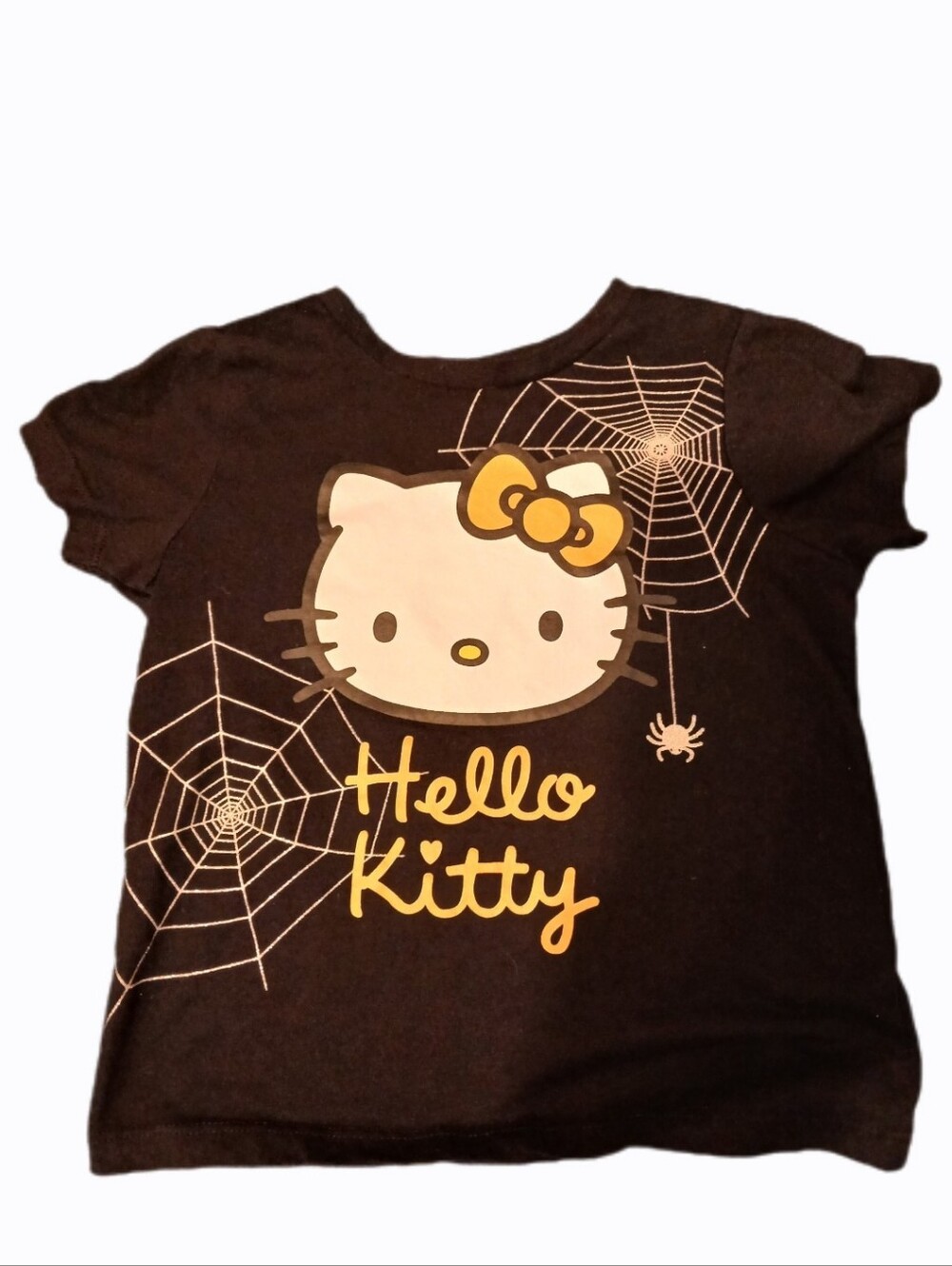Hello Kitty 4T Black Tee with Yellow Graphic Halloween